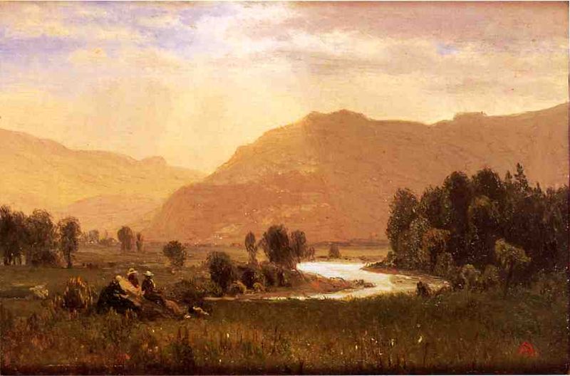 Albert Bierstadt Figures_in_a_Hudson_River_Landscape